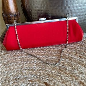 Chic Red Clutch with Silver Accents
